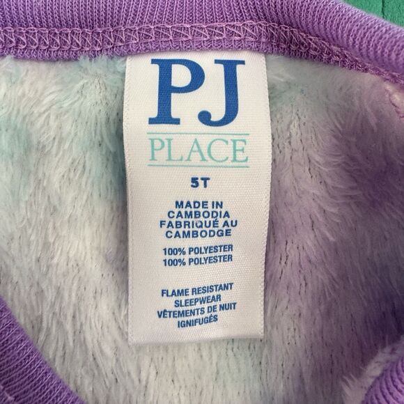 The Children's Place Pajamas Footed Fleece Size 5T Unicorn Sparkly Purple Pink - Picture 5 of 16